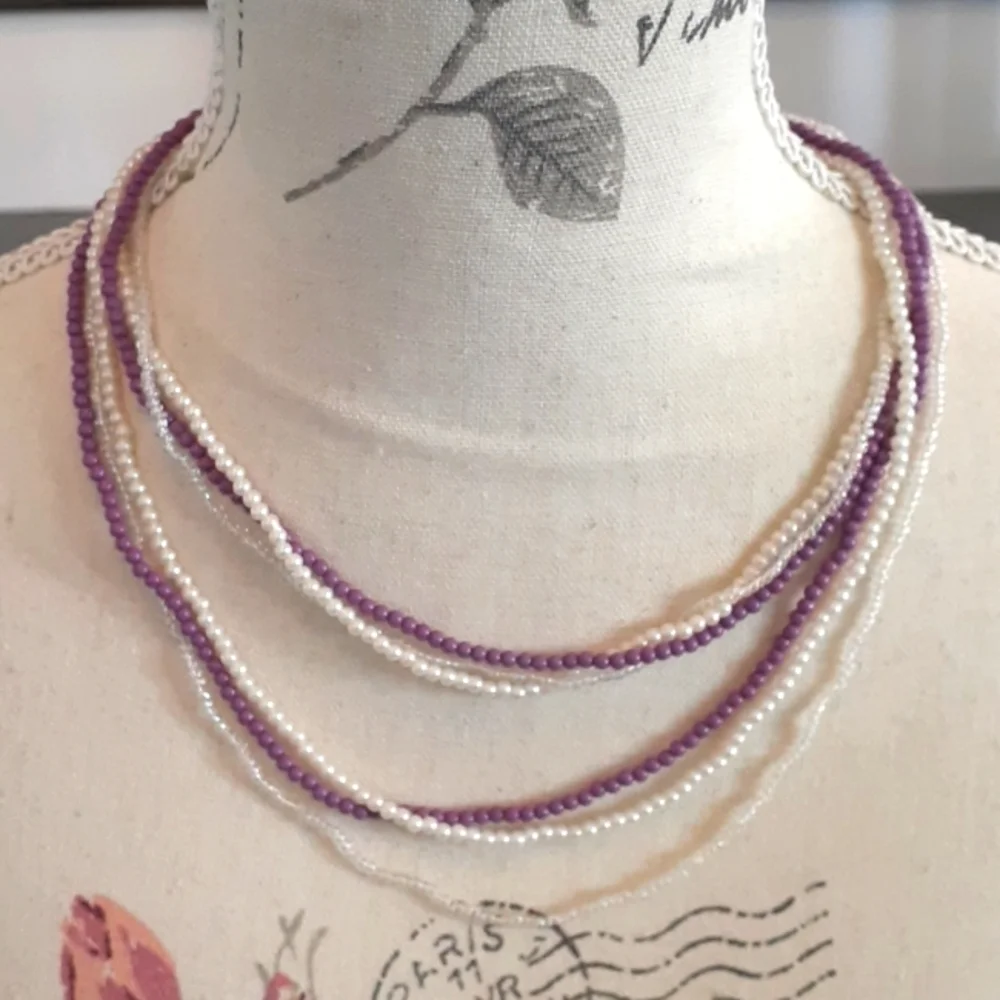 Vintage clear bead Necklace with bonus strands 🍀 - Picture 7 of 8